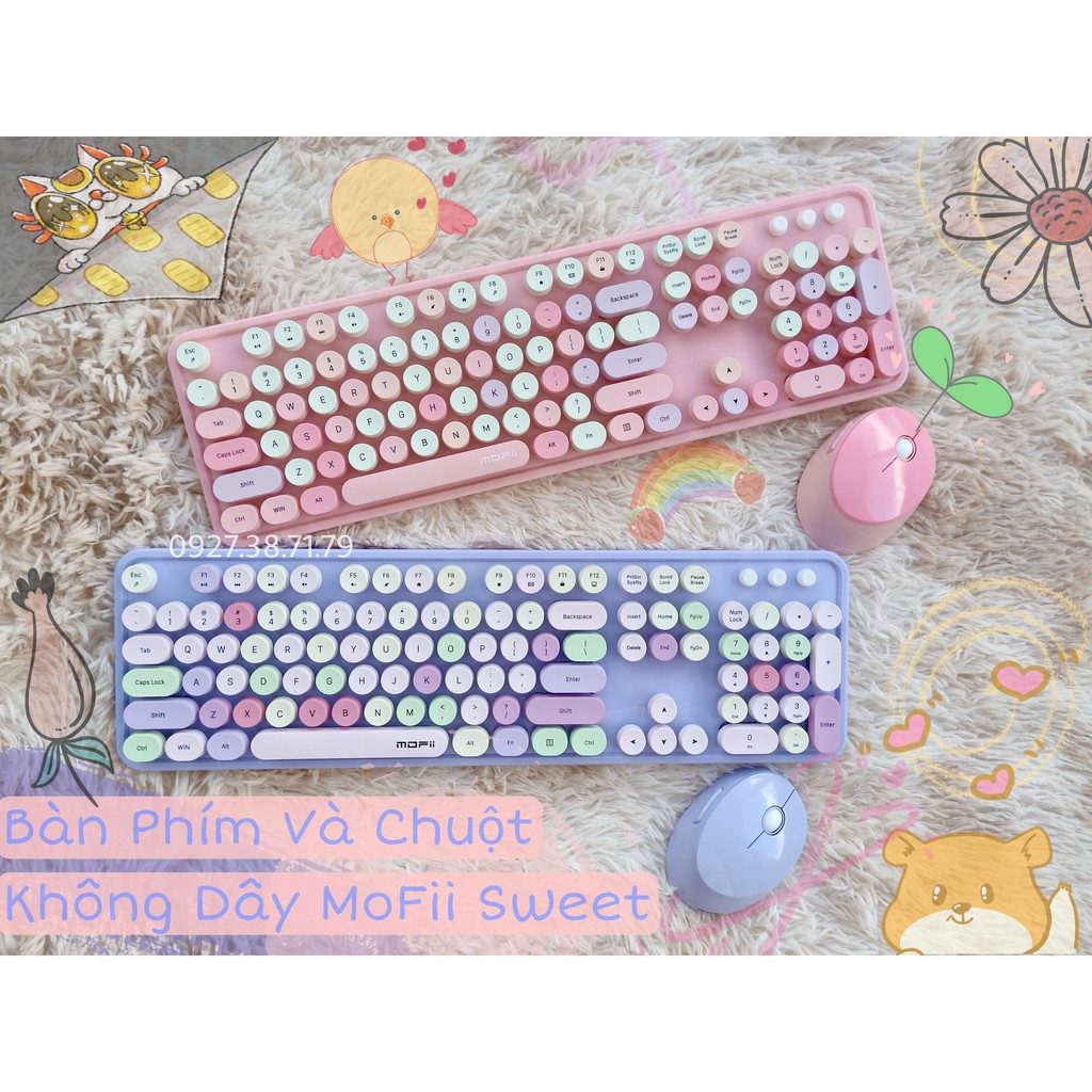 MoFii Sweet - Bộ bàn phím giả cơ và chuột không dây - MoFii N720 - Dùg cho Máy tính bàn, Laptop, Tivi, Điện thoại, iPad