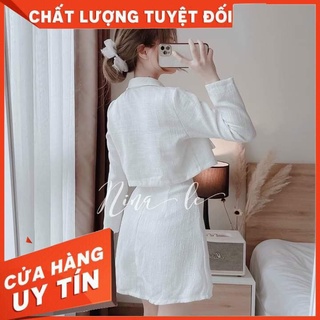 FREESHIP❣️SET ĐẦM DẠ HAI DÂY + KHOÁC DẠ CROPTOP