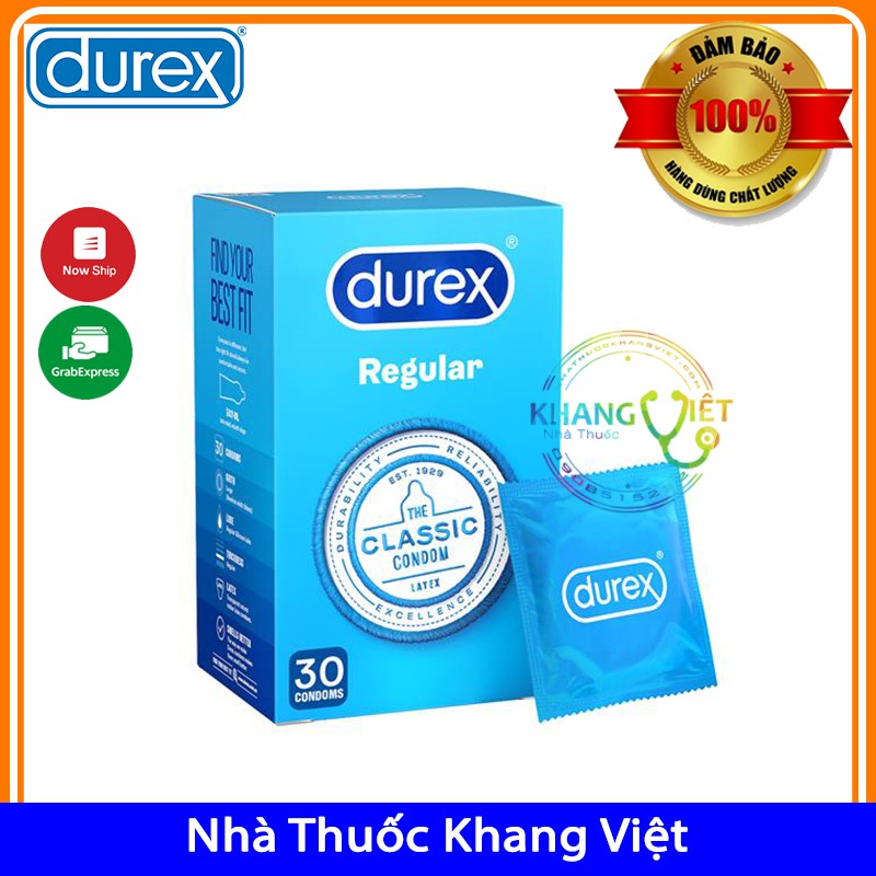 Bao Cao Su Durex Chính Hãng Úc, Bao Cao Su Durex Regular hộp 30 Cái