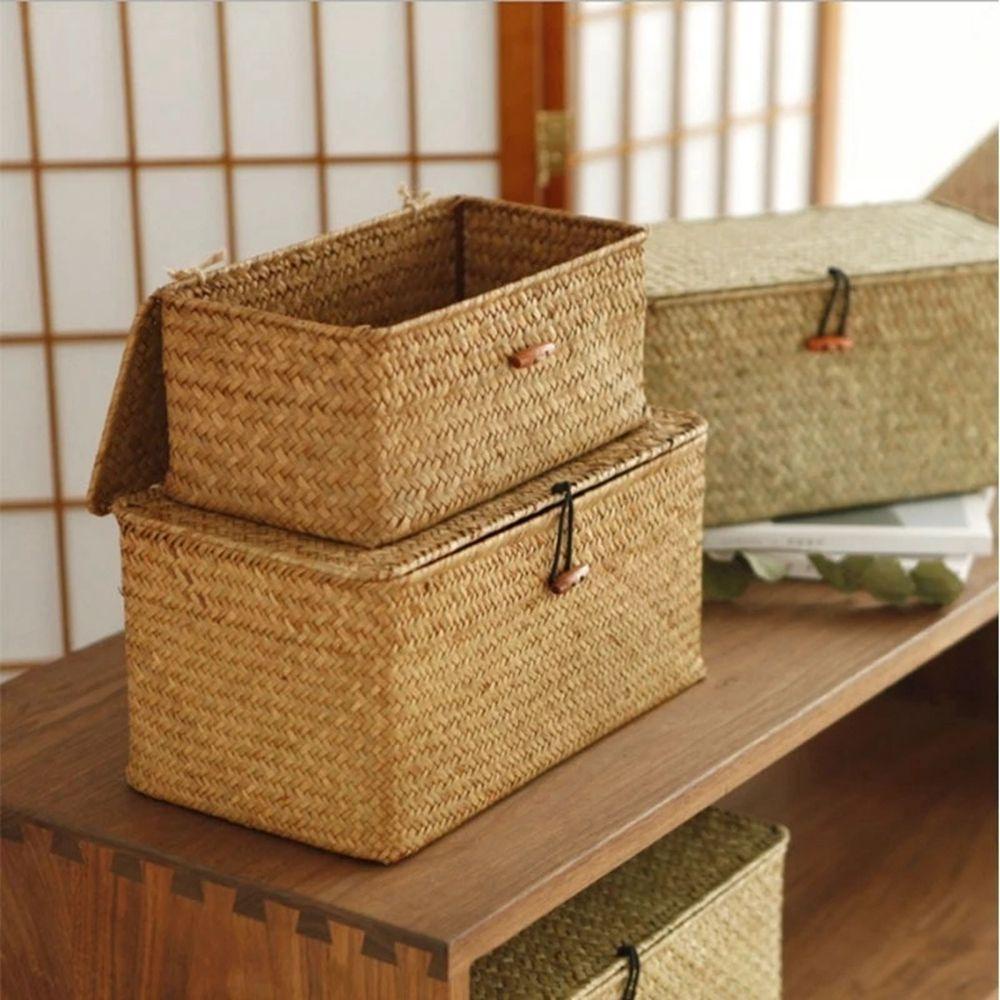Hộp Đựng Đồ Ăn Vặt Đan Lát Thủ Công Có Nắp Đậy Sáng Tạo