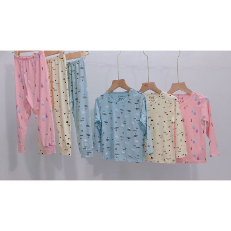 Bộ dài tay thun lạnh Bé Xíu Bexiu màu in hoạ tiết mềm mịn mát cho bé trai bé gái 5-19kg