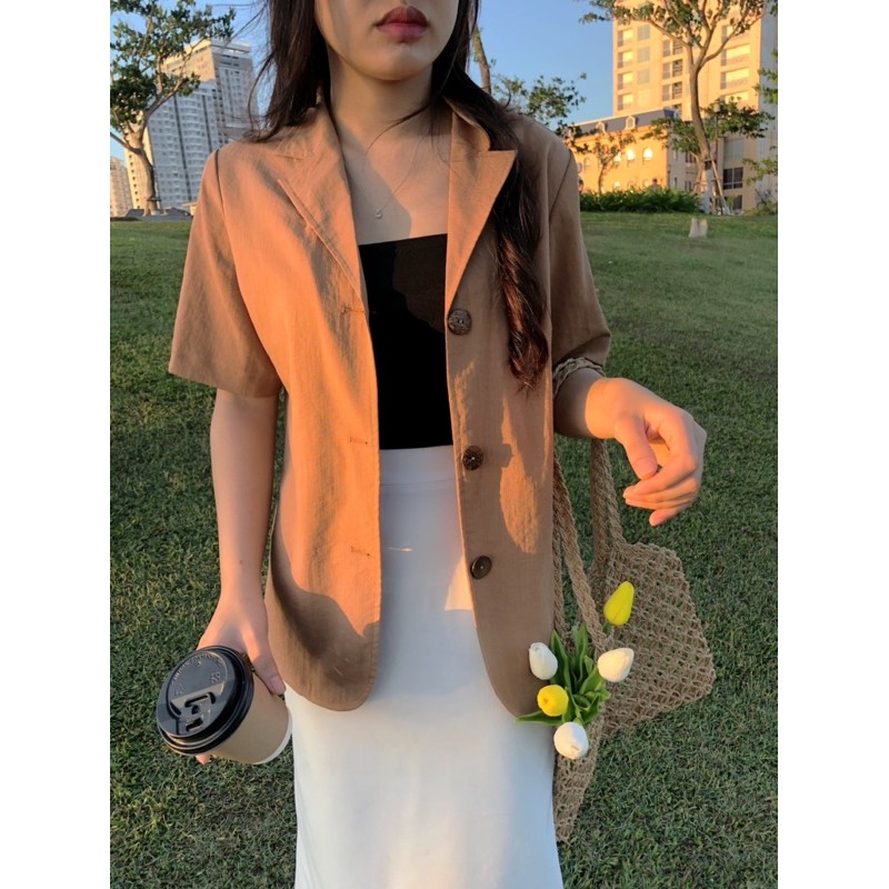 Áo khoác blazer ngắn tay đủ màu mang được 2 kiểu (nhận may theo số đo) | BigBuy360 - bigbuy360.vn