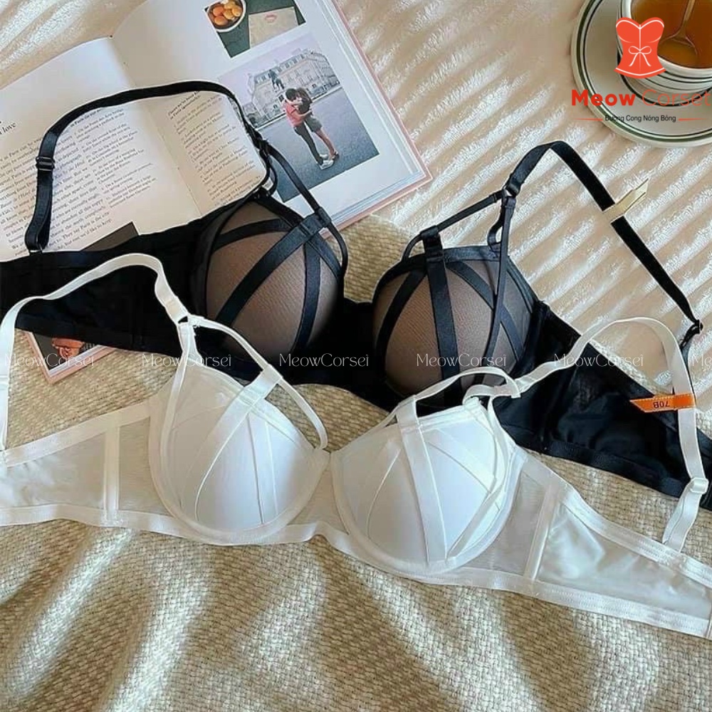 Bộ đồ lót nữ dây chéo sexy nâng ngực có gọng chống sệ 1787 [MEOW Corset]