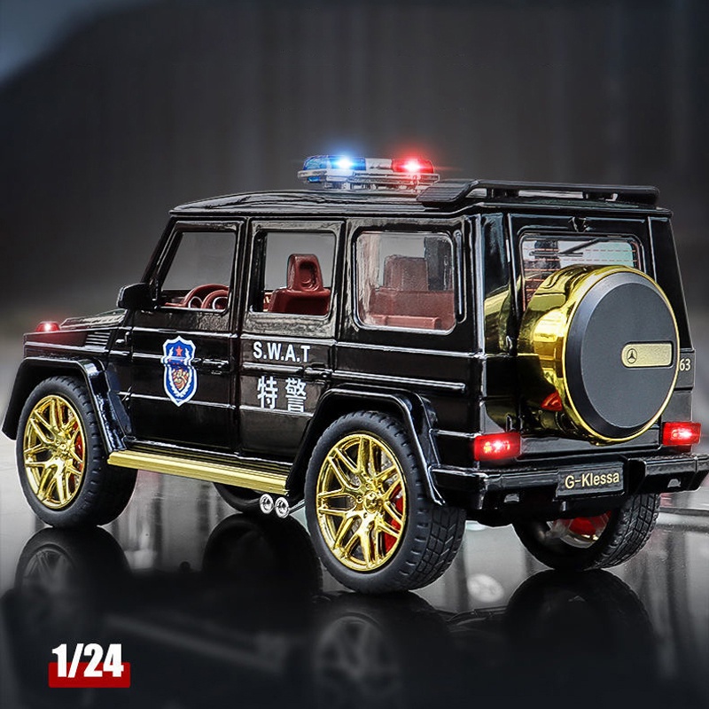 Mô Hình Xe Cảnh Sát Mercedes Benz G63 Tỉ Lệ 1: 24 Bằng Hợp Kim Có Đèn Và Nhạc