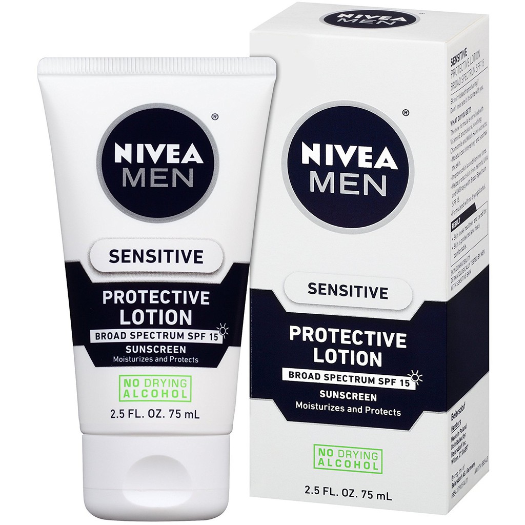 Dưỡng thể cho da mặt nhạy cảm nam giới NIVEA Men Sensitive Protective Lotion SPF 15 75ml (Mỹ)