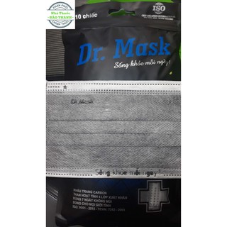 COMBO 10 CHIẾC KHẨU TRANG Y TẾ DR MASK THAN HOẠT TÍNH 4 LỚP KHÁNG KHUẨN (1 CHIẾC TÁI SỬ DỤNG 7 LẦN )- SIÊU TIẾT KIỆM