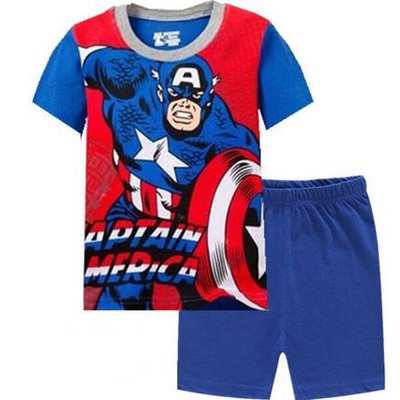 Bộ Đồ Ngủ Dáng Rộng Thoáng Khí In Hình Marvel Captain America Spiderman Thời Trang Mùa Hè Cho Bé Trai