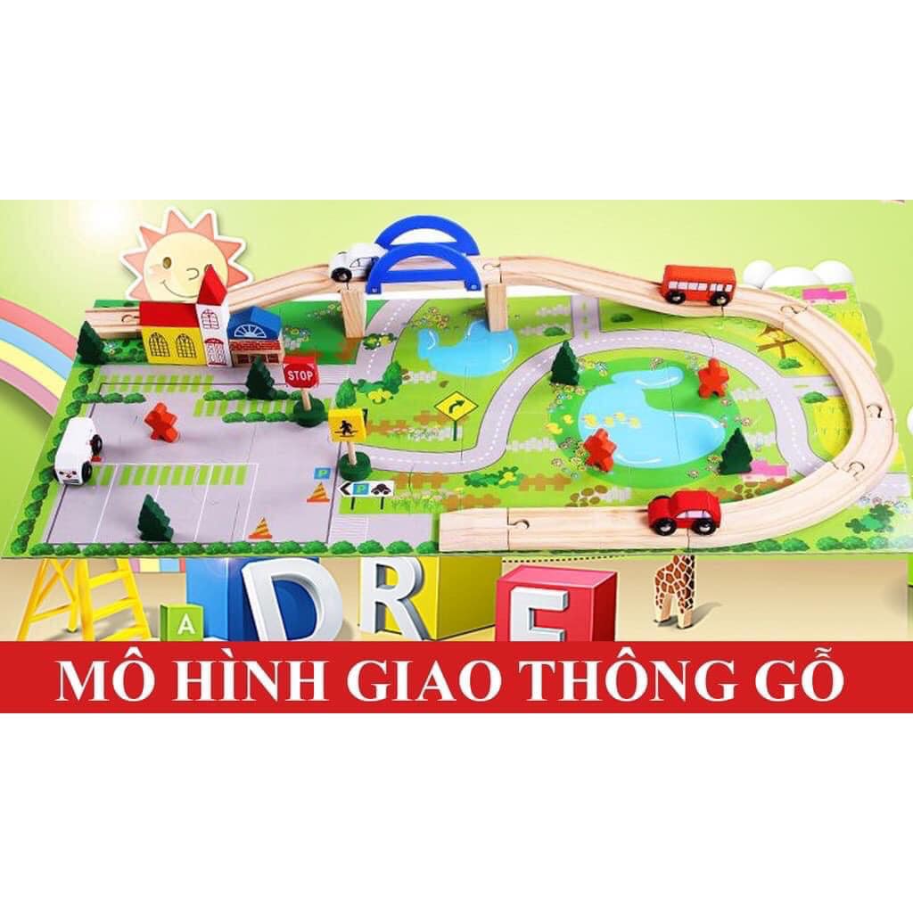 BỘ ĐỒ CHƠI MÔ HÌNH ĐƯỜNG ĐUA THÀNH PHỐ GỖ CHO BÉ- BỘ 40 PCS