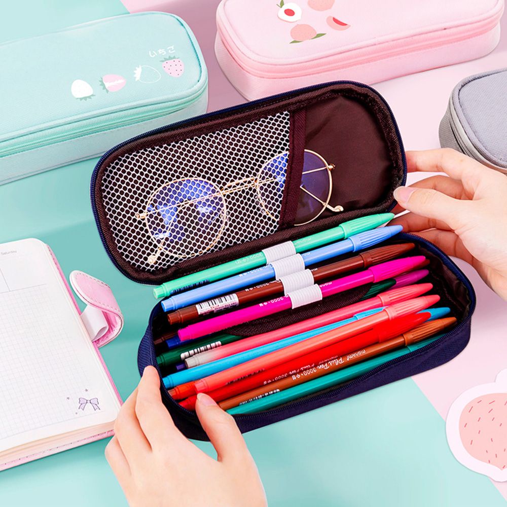 Túi đựng bút bằng vải oxford sức chứa lớn in họa tiết trái cây tùy chọn thiết kế sáng tạo