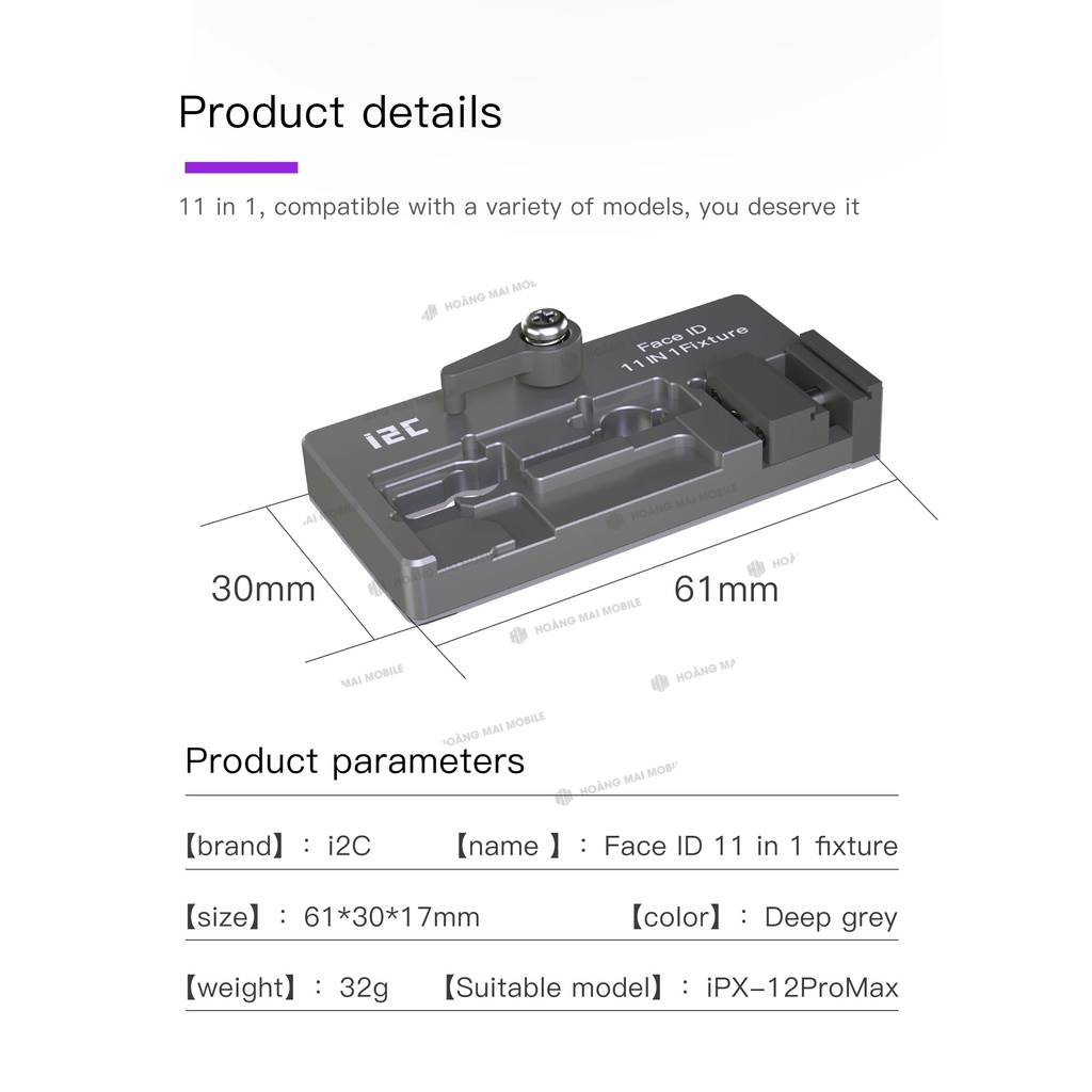 Đế kẹp làm FaceID hãng i2C từ X đến 12 Pro Max (11 in 1)