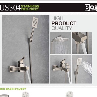 Bộ sen tắm vuông inox sus 304
