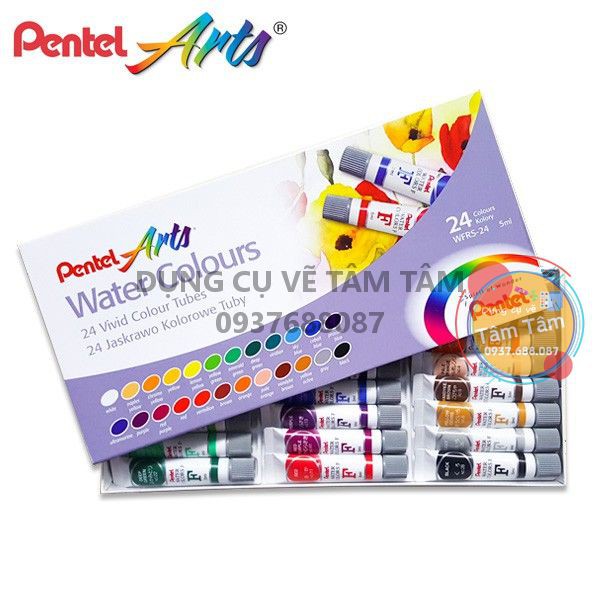 [ TÂM TÂM ]-Màu nước Pentel 12/18/24 màu, Water color pentel 12/18/24 màu-