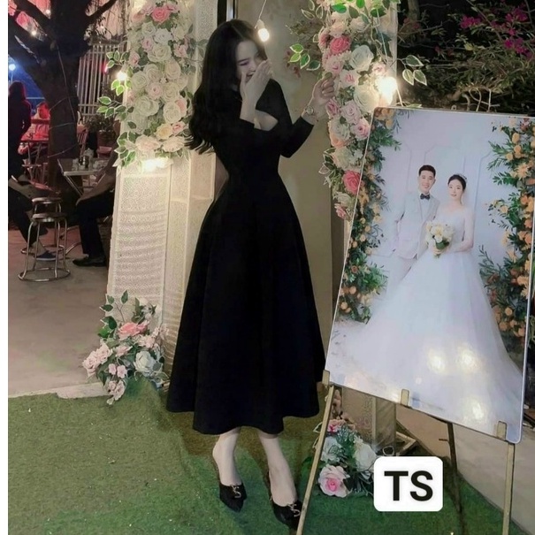 Váy thiết kế hở dáng suông ngực sexy, váy thiết kế dài tay quyến rũ hàn quốc | BigBuy360 - bigbuy360.vn