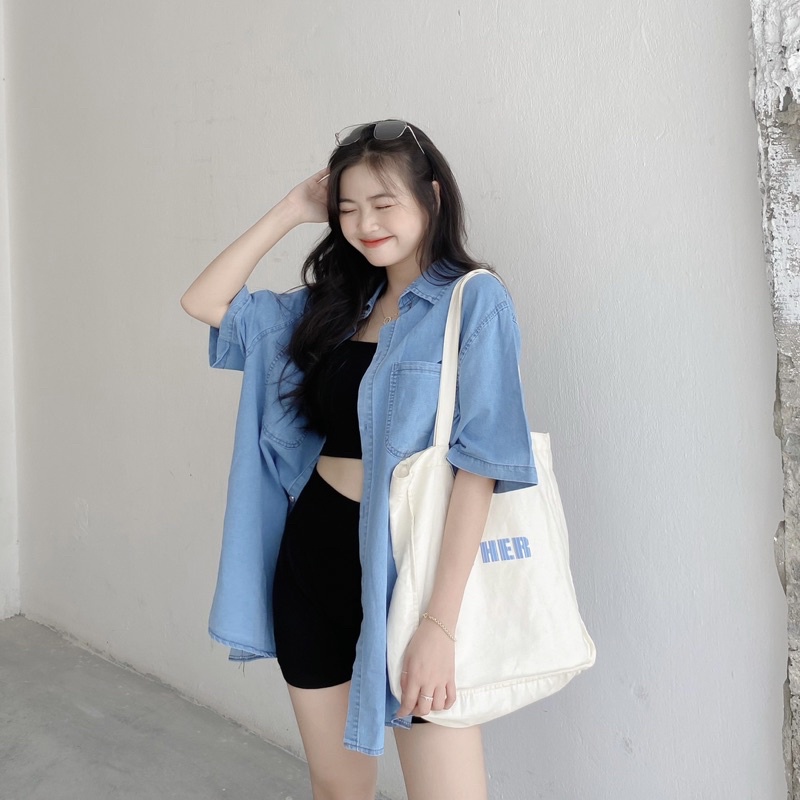 [Ảnh thật] ÁO DENIM BÒ NHẠT FORM RỘNG ULZZANG (sẵn) | BigBuy360 - bigbuy360.vn