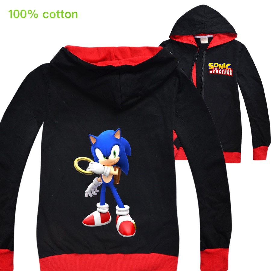 Áo Hoodie Dài Tay In Hình Nhân Vật Sonic The Hedgehog Dành Cho Các Bé