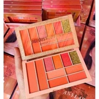 Phấn mắt nhũ lì tông cam đào 8 ô + 2 ô má hồng ANY LADY LOVE PEACH PRO PALLETTE