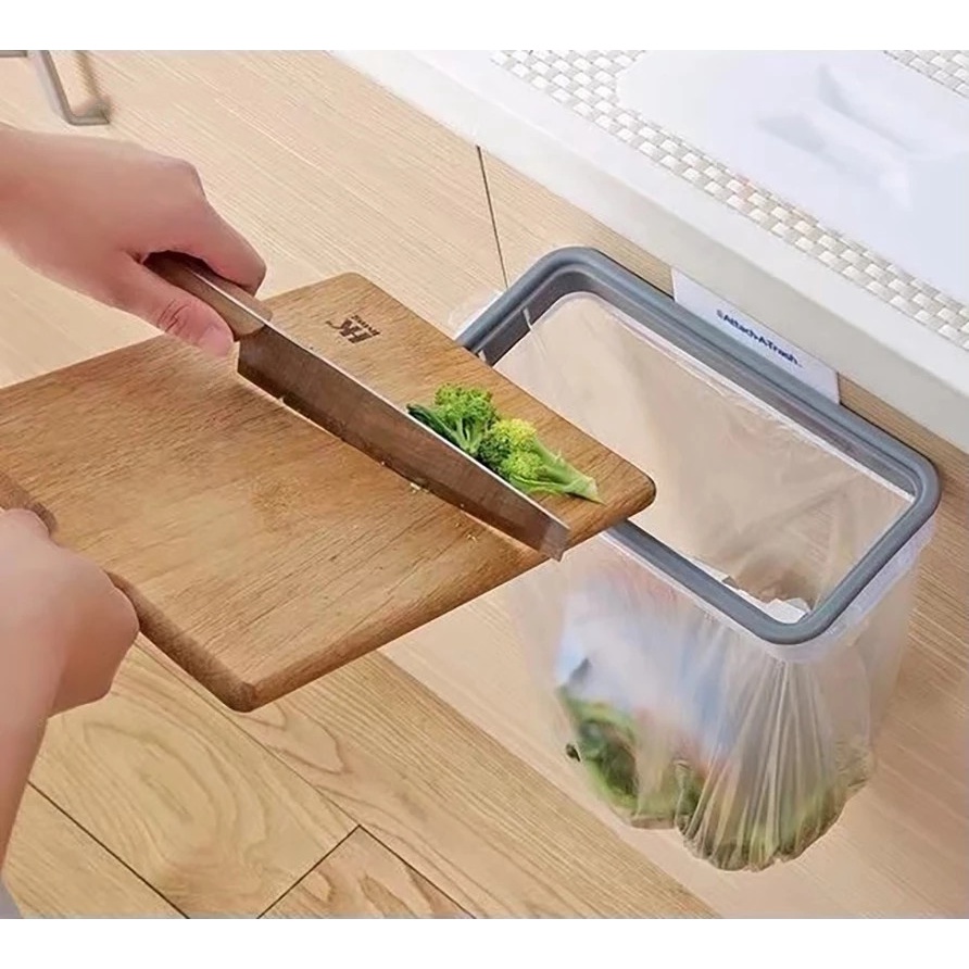 Giá Đỡ Túi Đựng Rác Bằng Nhựa Có Thể Gấp Lại Gắn Cửa Tủ Nhà Bếp Tiện Lợi
