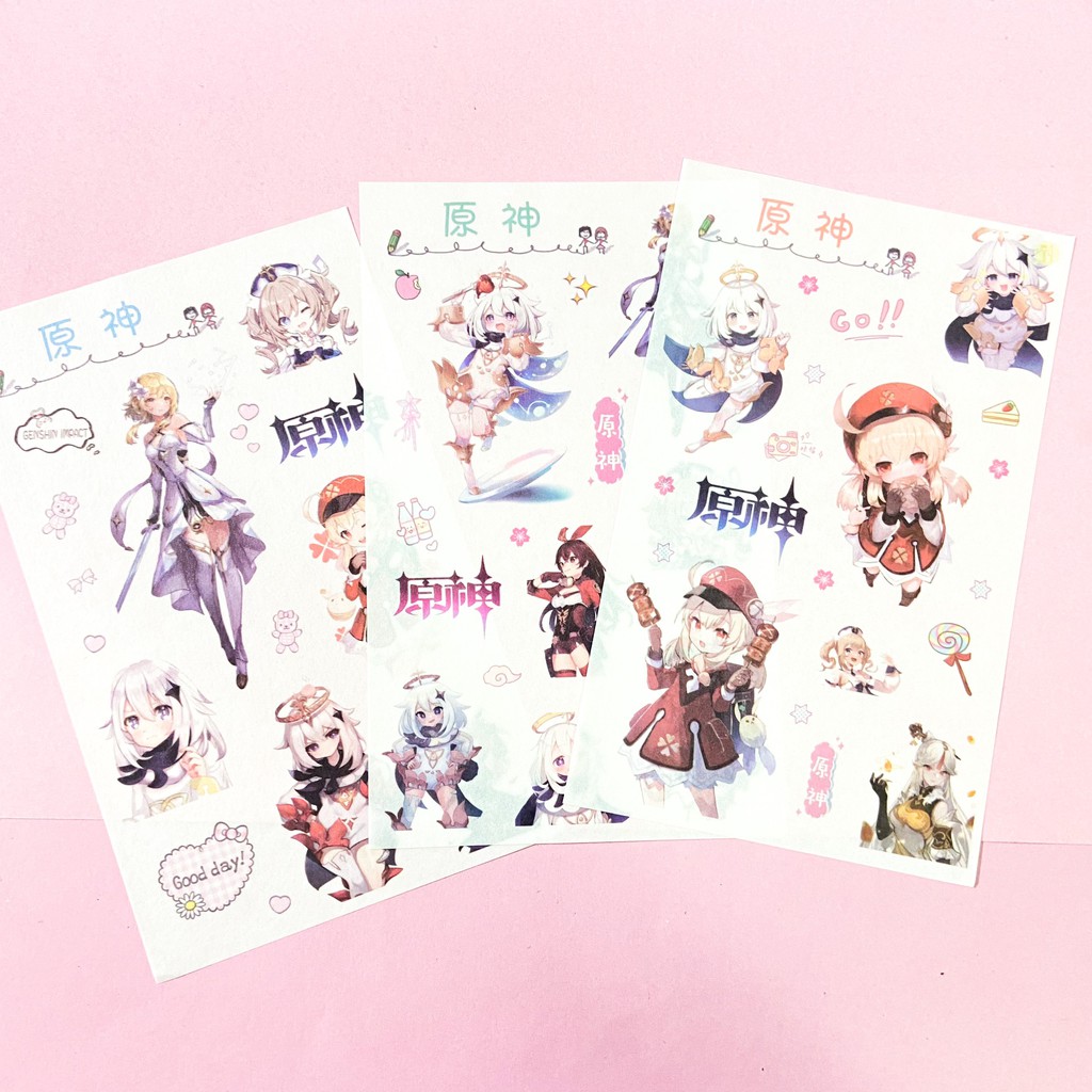 ( Lẻ tấm ) Ảnh dán sticker hình game GENSHIN IMPACT anime chibi trang trí dán sổ xinh xắn