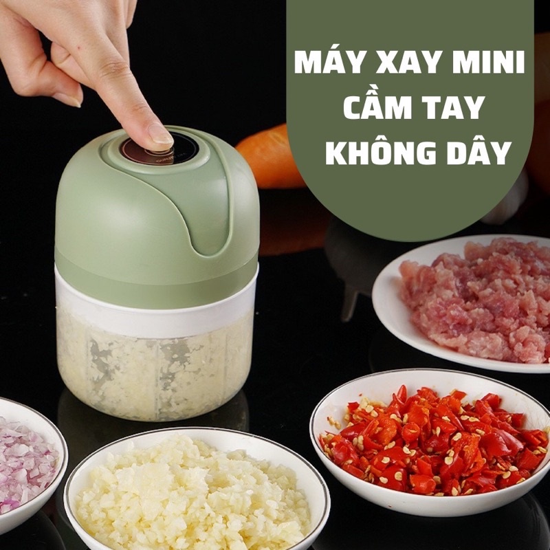 Máy Xay Mini Tỏi Ớt Cầm Tay 250ml Sử Dụng Cổng Sạc USB Siêu Tiện Lợi Mẫu Mới 2022