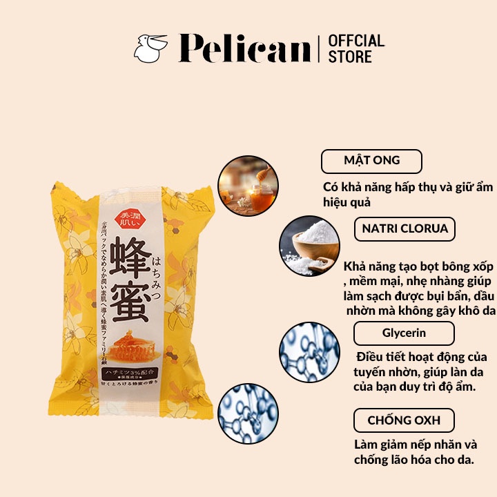 Xà phòng tắm chiết xuất từ mật ong Pelican Family Soap Honey 80g