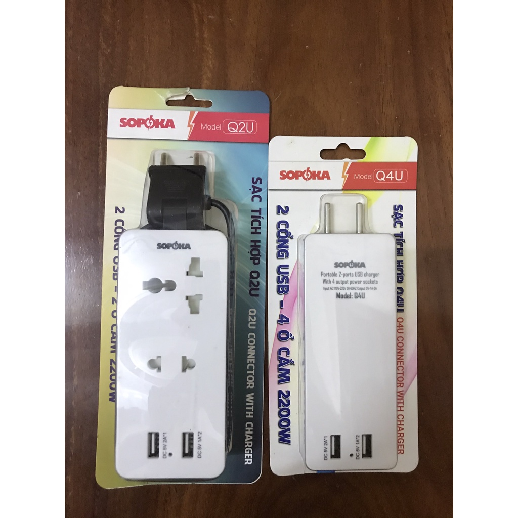 Ổ cắm điện thông minh SOPOKA Q2U Q4U ổ điện tích hợp cổng USB tiện lợi