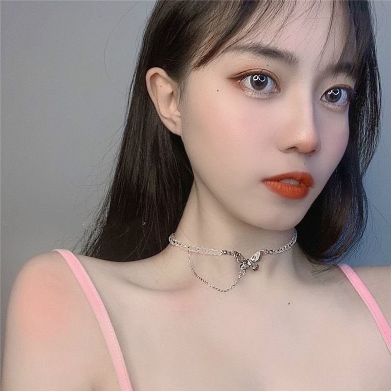 Vòng Cổ Mặt Cánh Bướm Đính Pha Lê Phong Cách Vintage Thời Trang