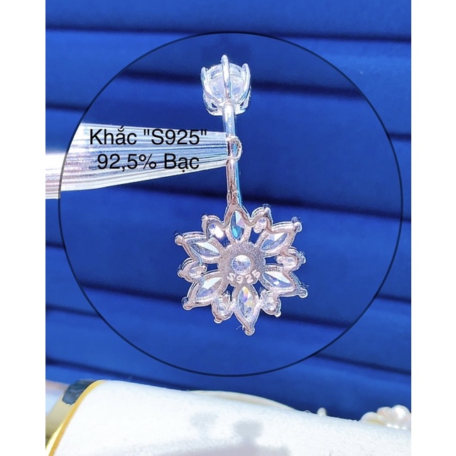 Khuyên rốn hình bông tuyết to che khuyết điểm tốt Bạc s925 xi kim  - HuongGiangSilver