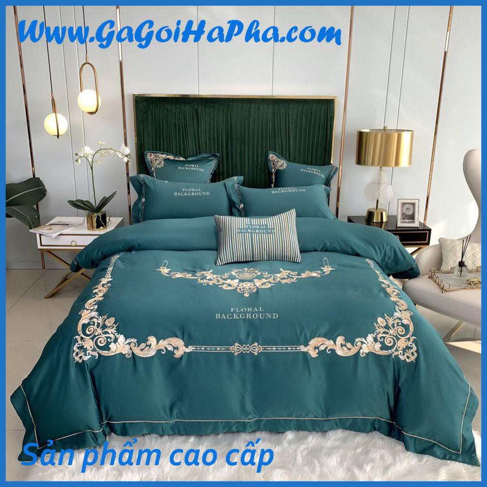 Bộ chăn ga gối lụa hoàng gia Background cao cấp, bộ ga giường lụa cao cấp đẹp