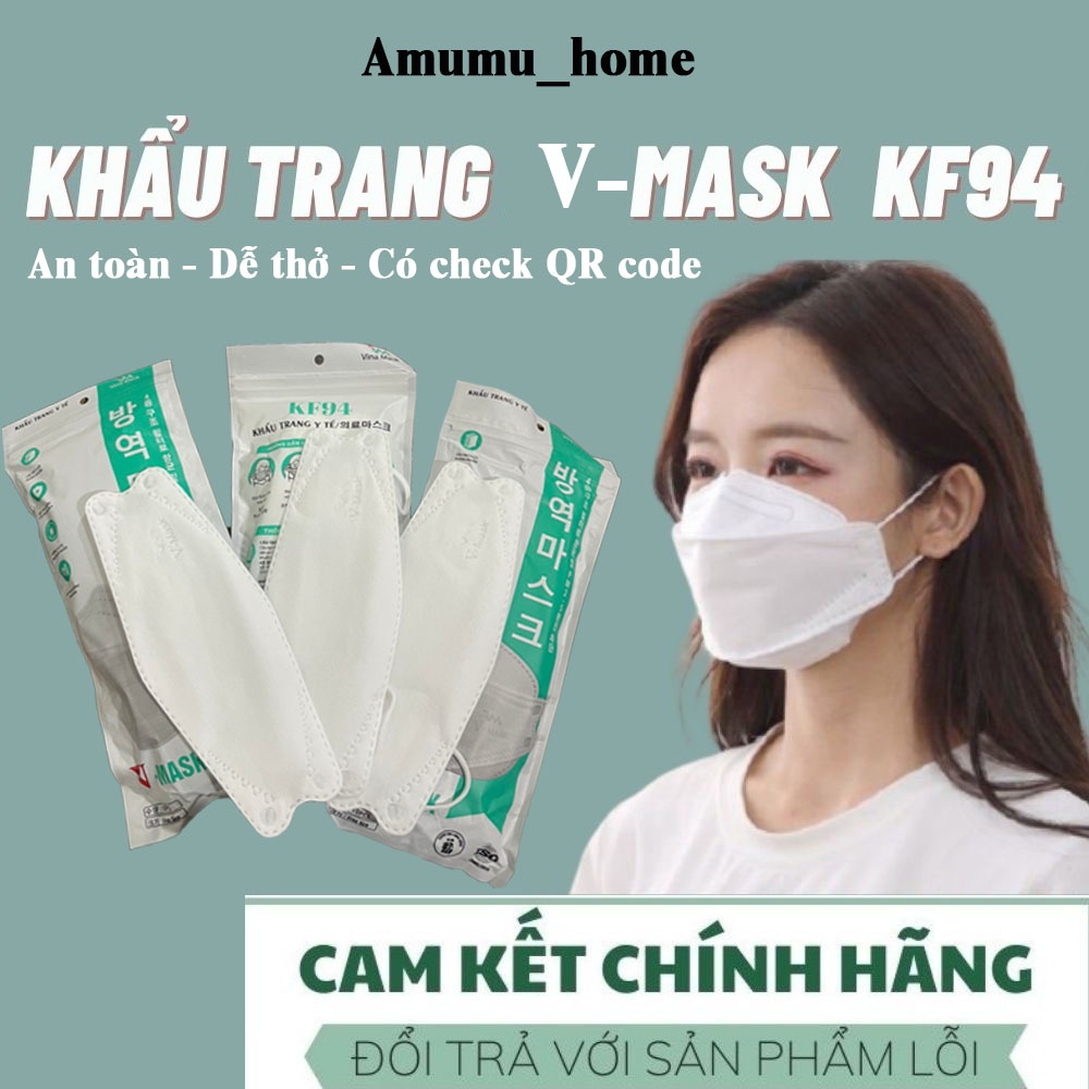 Khẩu trang 4 Lớp KF94 công nghệ hàn quốc màu trắng Chống Bụi Mịn Và Kháng Khuẩn Hàng Cao Cấp