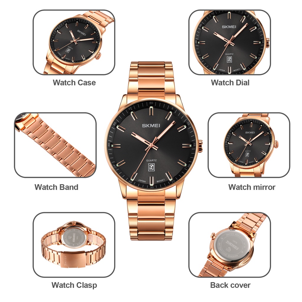 Đồng Hồ Quartz Chống Thấm Nước Chất Liệu Thép Không Gỉ SKMEI 1878
