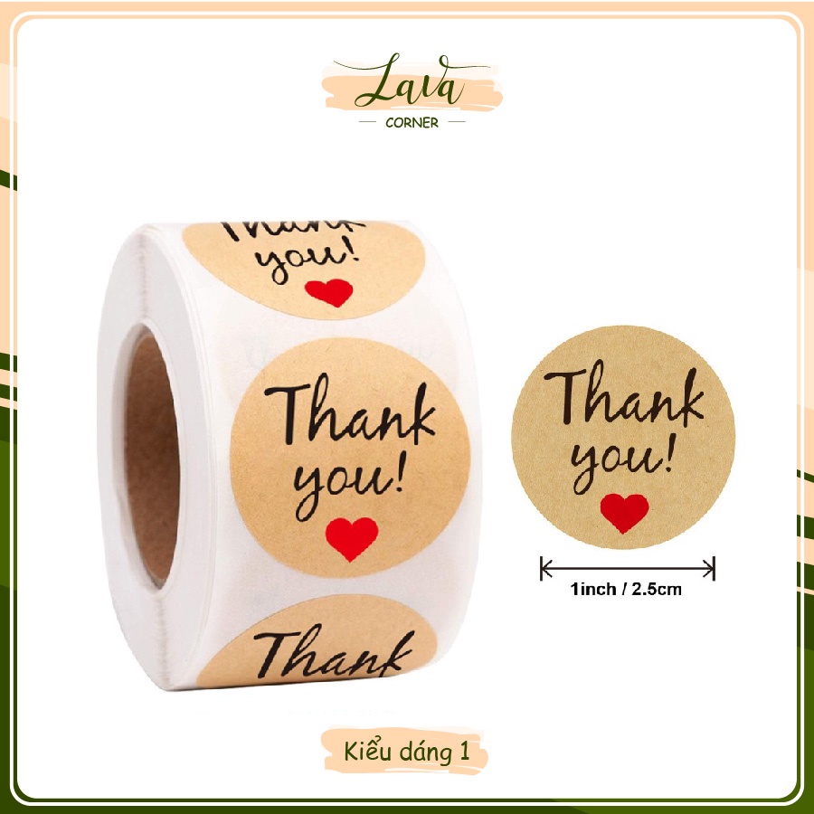 Tem Nhãn Dán Sticker, Miếng Dán Decal Thank You 500 Cái/Cuộn