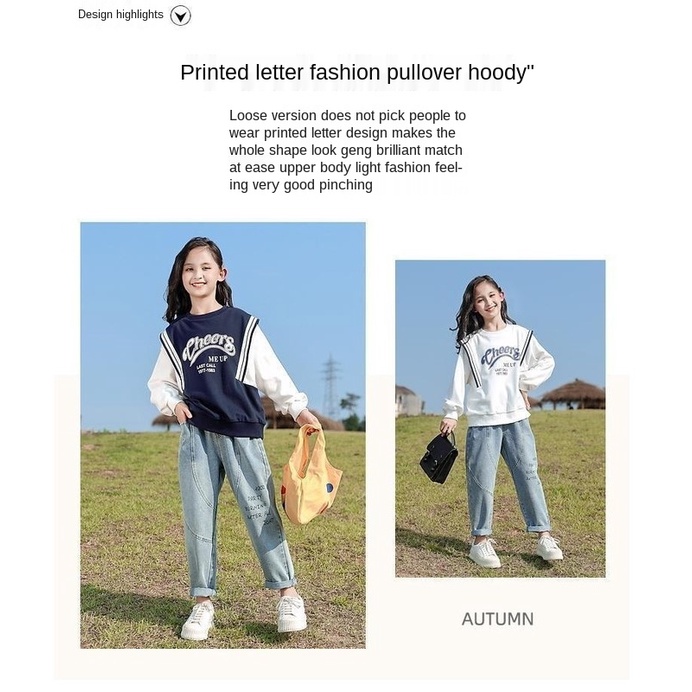 Áo Sweater dáng rộng thiết kế mới thời trang mùa thu theo phong cách phương tây cho bé gái