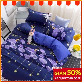 Ga giường nệm cotton poly, drap bốn mùa đủ size, drap trải giường nhiều mẫu tùy chọn kèm 2 vỏ gối nằm mẫu sao rơi