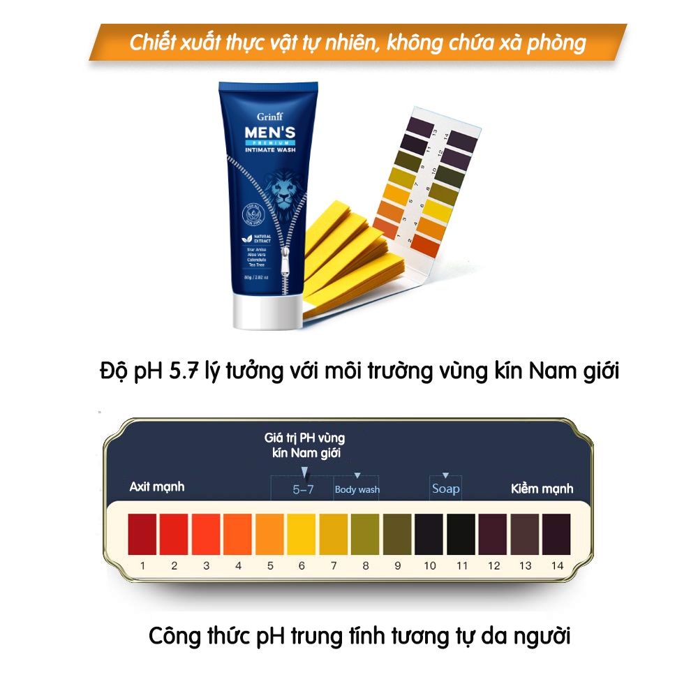 Dung dịch vệ sinh nam giới Hàn Quốc Grinif Men's Premium Intimate Wash 80g