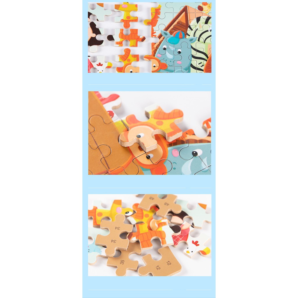 Đồ chơi xếp hình gỗ puzzle 120 mảnh hộp thiếc/ Bộ đồ chơi xếp hình cho bé/ Ghép hình cho bé