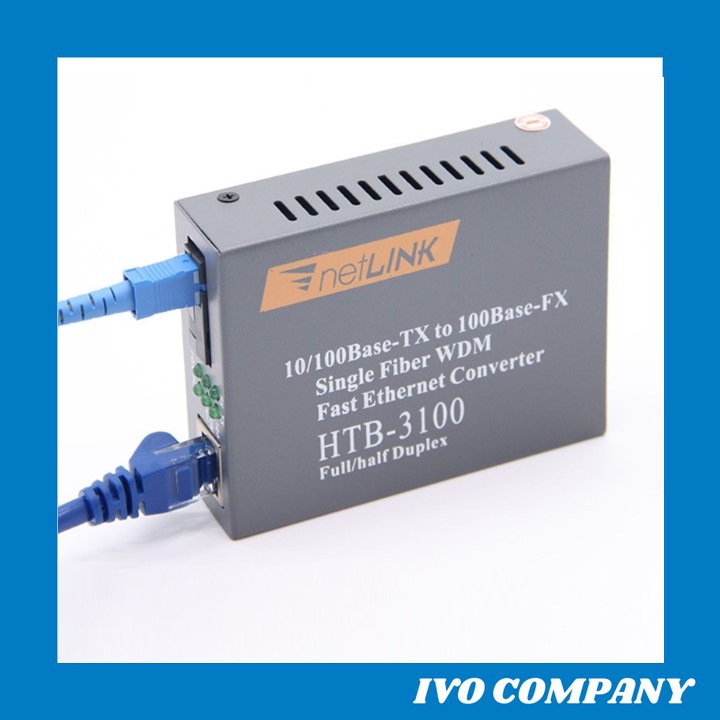 Thiết Bị Chuyển Đổi Quang Điện 1 Sợi Media Converter 1FO 1Q 1LAN 100Mbps Netlink HTB-3100AB