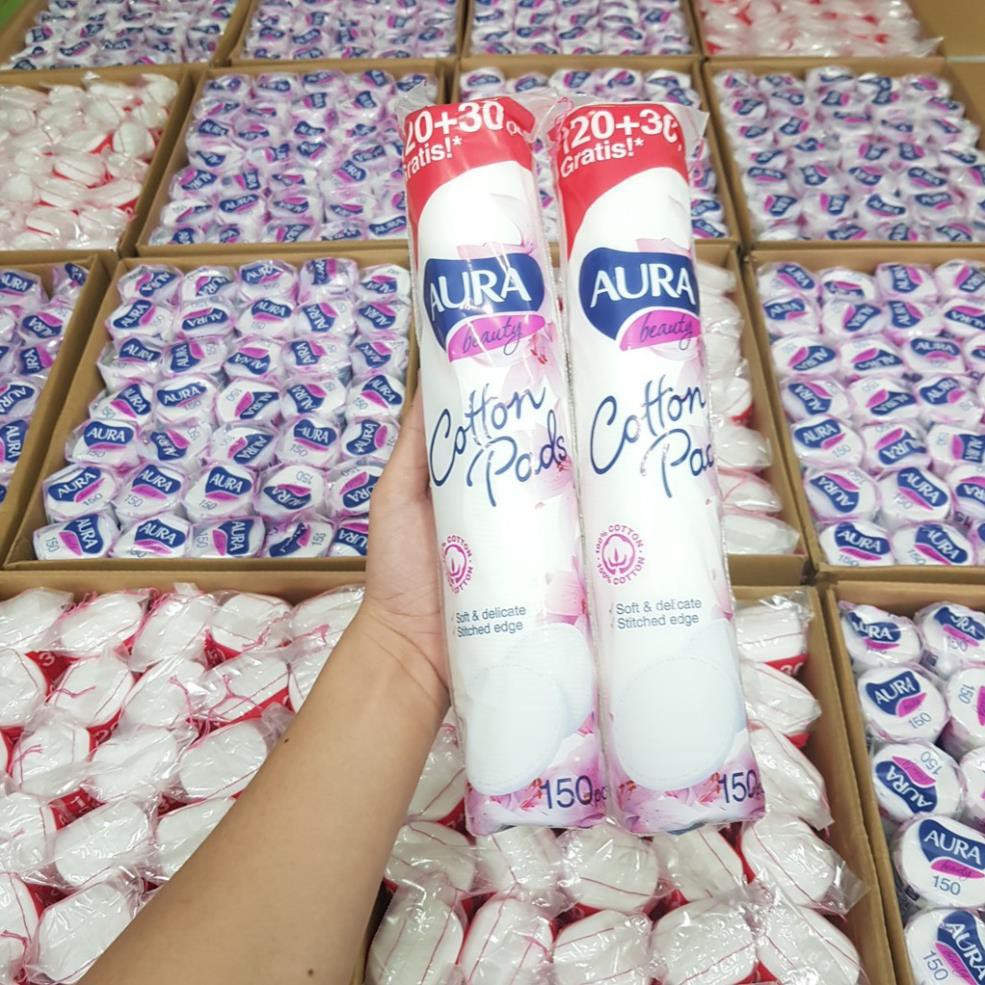 Combo 5 gói bông tẩy trang Aura Beauty Cotton Pads150 miếng (5x150)