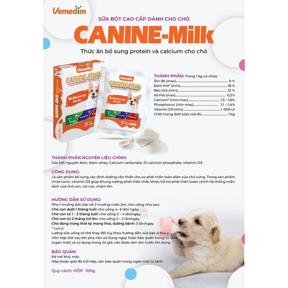Sữa Bột Cao Cấp Bổ Sung Protein và Calcium Cho Chó Canine Milk 100gr - Xiuxiu Giang