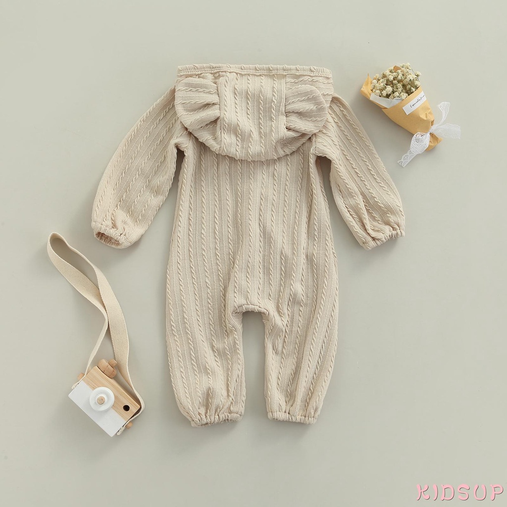 Bộ Áo Liền Quần Tay Dài Màu Sắc Đơn Giản Dành Cho Bé