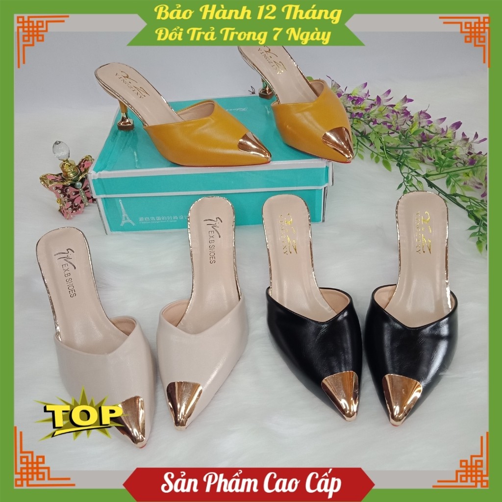 Sục nữ gót nhọn cao 5cm , mũi giày bọc kim loại ,chất liệu da mềm trẻ trung , cá tính