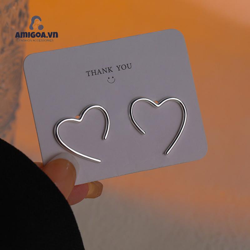 ✨✨Khuyên tai chốt bạc 925 hình trái tim đơn giản kiểu mùa hè Hàn Quốc thanh lịch dành cho nữ