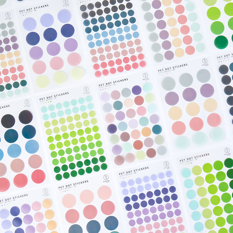 Set 3 tờ nhãn dán tròn chấm b i nhiều màu sắc xinh xắn