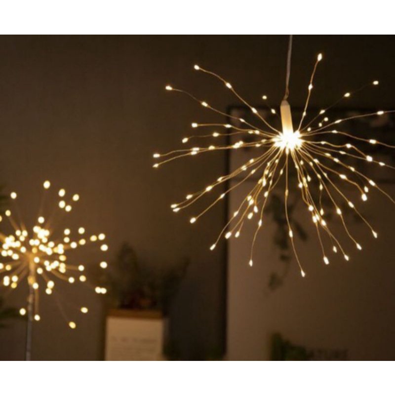Đèn led trang trí  bông pháo hoa chùm 5 bông ánh sáng vàng có các chế độ nháy khác nhau chuyên trang trí noel