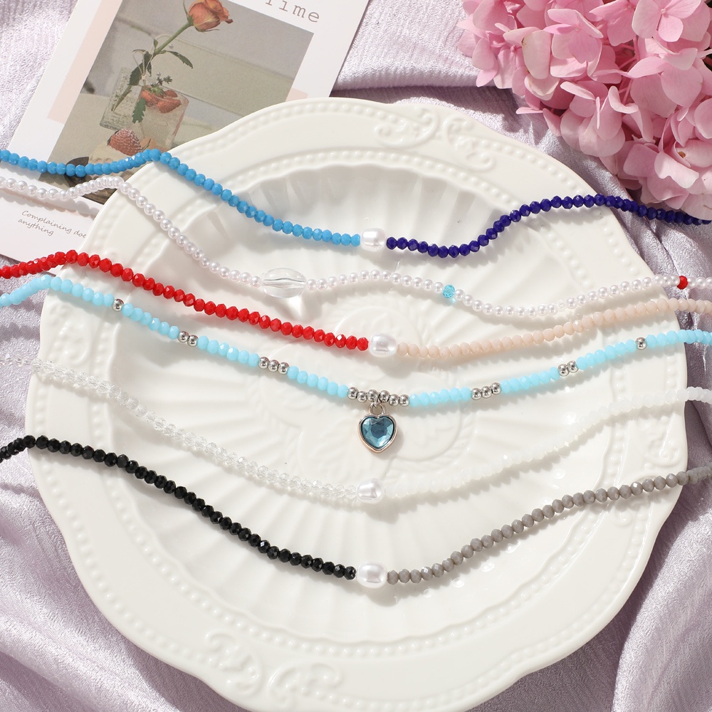 Dây Chuyền Mặt Hoa Đính Hạt Nhiều Màu Phong Cách Bohemian Hàn Quốc