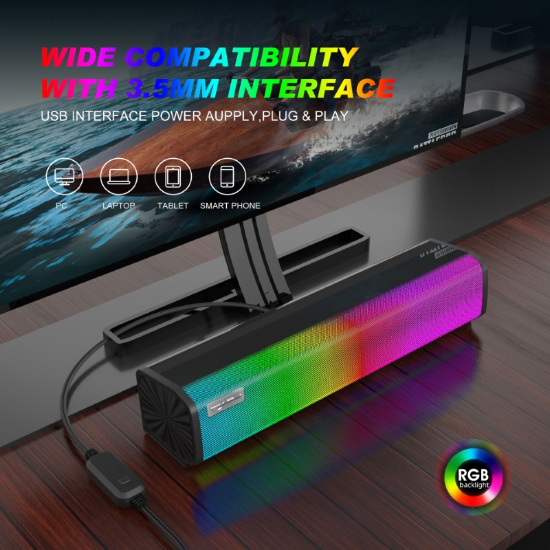 [Mã ELHACE giảm 4% đơn 300K] Loa vi tính Q9 Sound Bar HD Led RGB cho máy tính, laptop, điện thoại, máy tính bảng