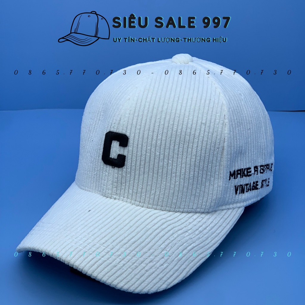 NÓN KẾT NHUNG GÂN CHỮ C NHIỀU MÀU THỜI TRANG