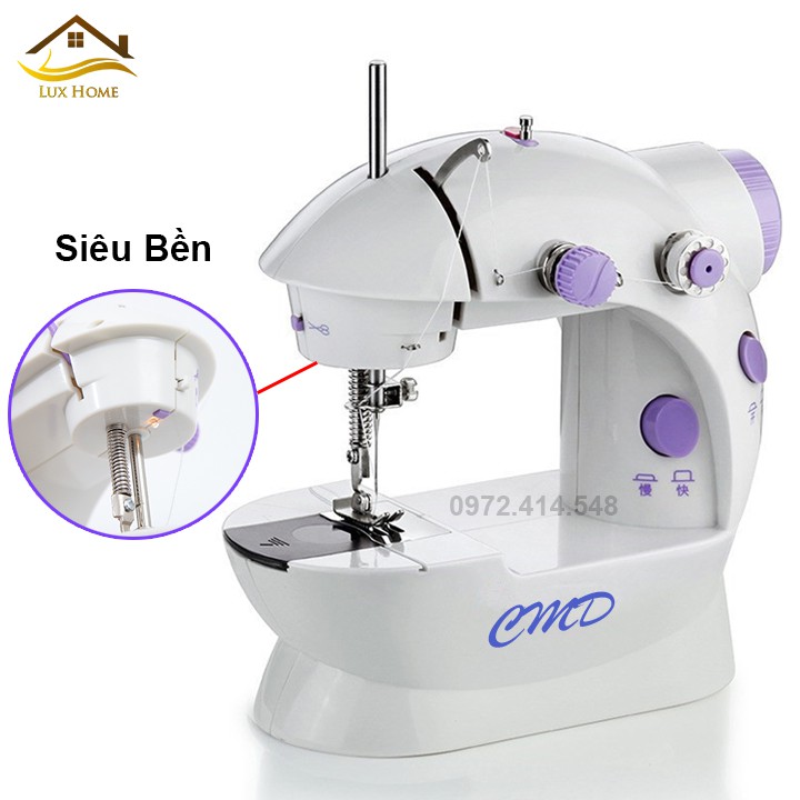 [Giảm 30K Ship] Máy may mini cao cấp có đèn - Máy Khâu Mini Gia Đình Cầm Tay Tiện Dụng, Cắt chỉ, may vải thun, vải bò