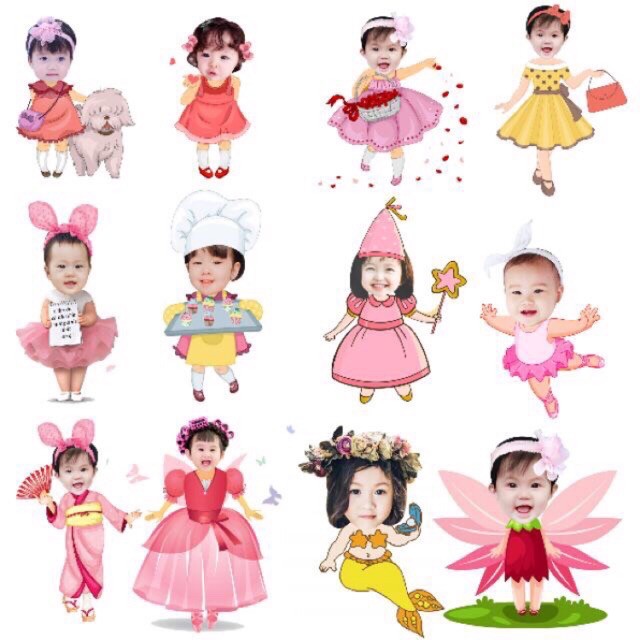 Hình Chibi Sinh Nhật, Đầy Tháng Thiết Kế Theo Yêu Cầu Cho Bé Trai, Bé Gái