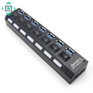 Hub 7 cổng USB 2.0 3.0 có nút + dây cáp tốc độ cao