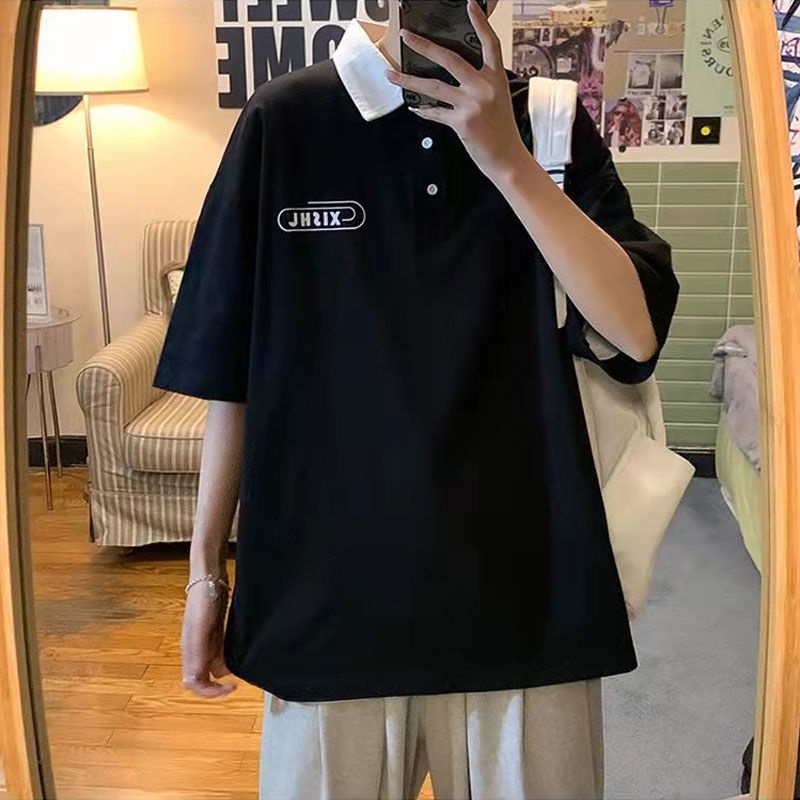 Áo Thun Polo Ngắn Tay Dáng Rộng Thời Trang Mùa Hè Hàn Quốc 2022 Dành Cho Nam